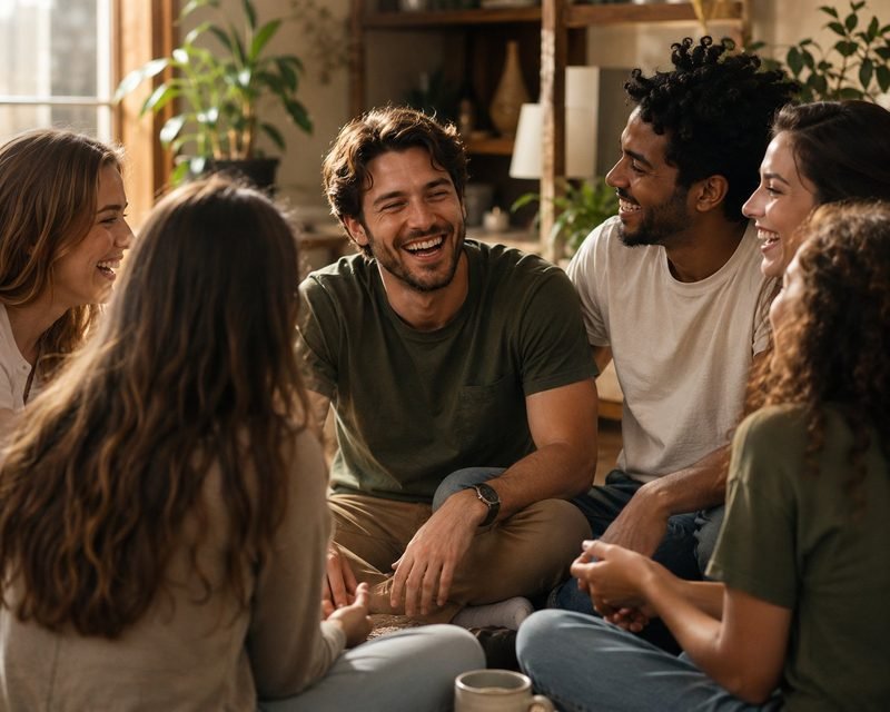 Pessoas felizes conversando em grupo